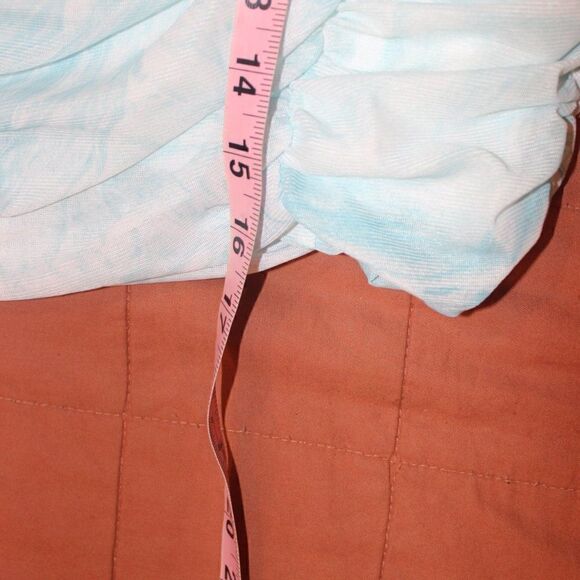 New Elodie Blue Cloud Printed Ruffle Mini Skirt Women's Size L - Picture 7 of 8